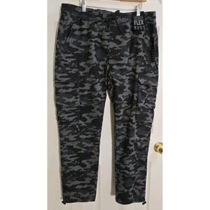 Lazer Jogger Pants Mens XL Black Gray CAMO Sits at Waist Tapered Leg